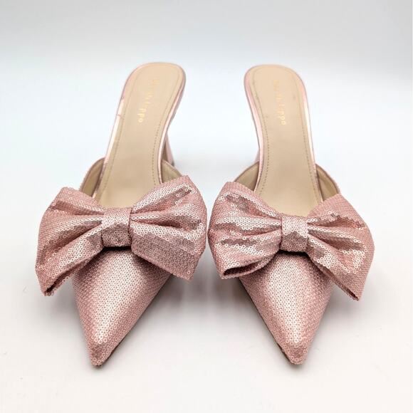 Dee Ocleppo Maldives Statin Bow Mule Pumps Women's Blush Size US9.5 EU40 - Picture 2 of 11